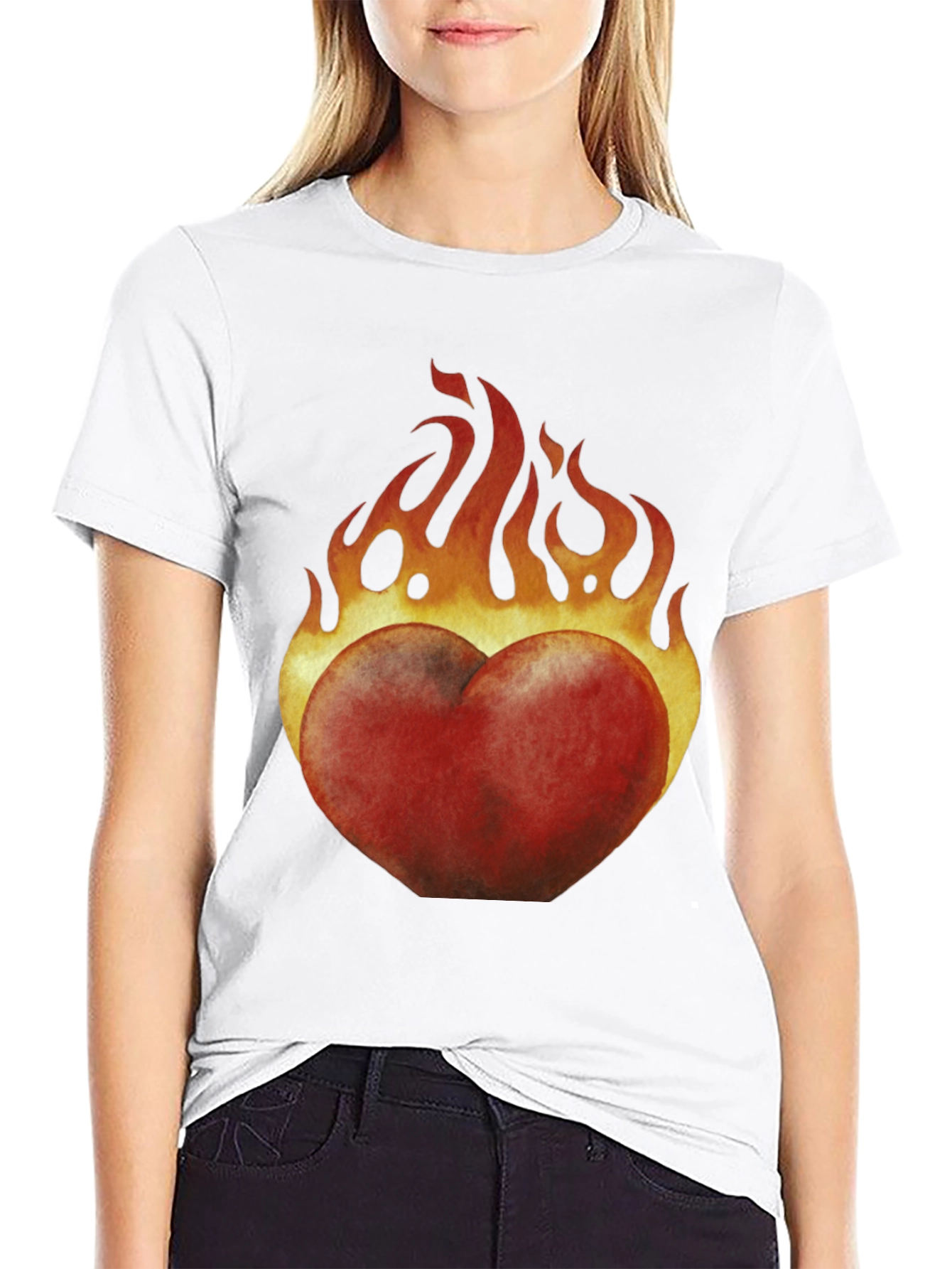 Flaming Heart Graphic Black T-Shirt