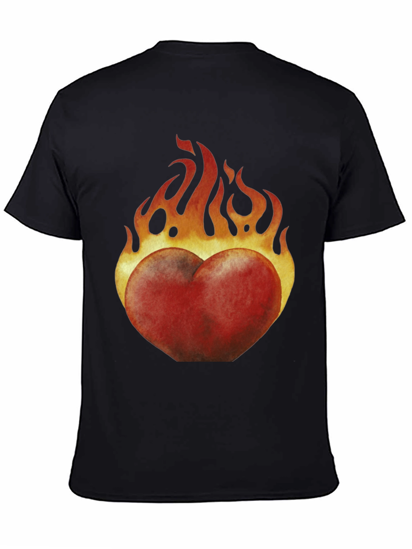 Flaming Heart Graphic Black T-Shirt