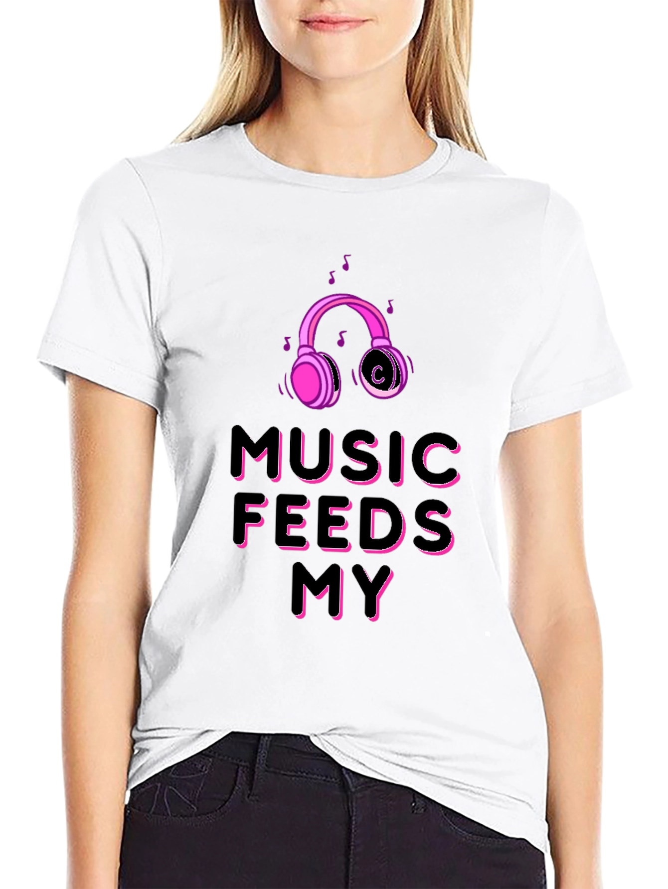 Music Feeds My Soul Black T-Shirt