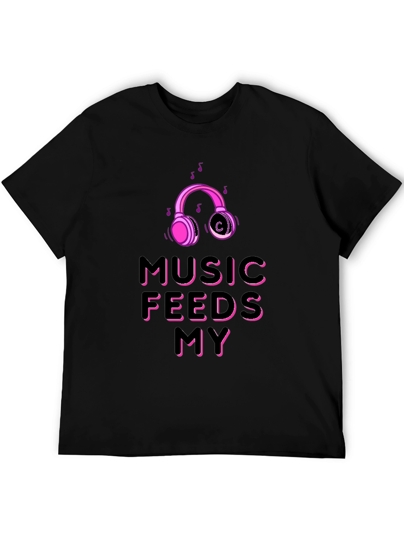 Music Feeds My Soul Black T-Shirt