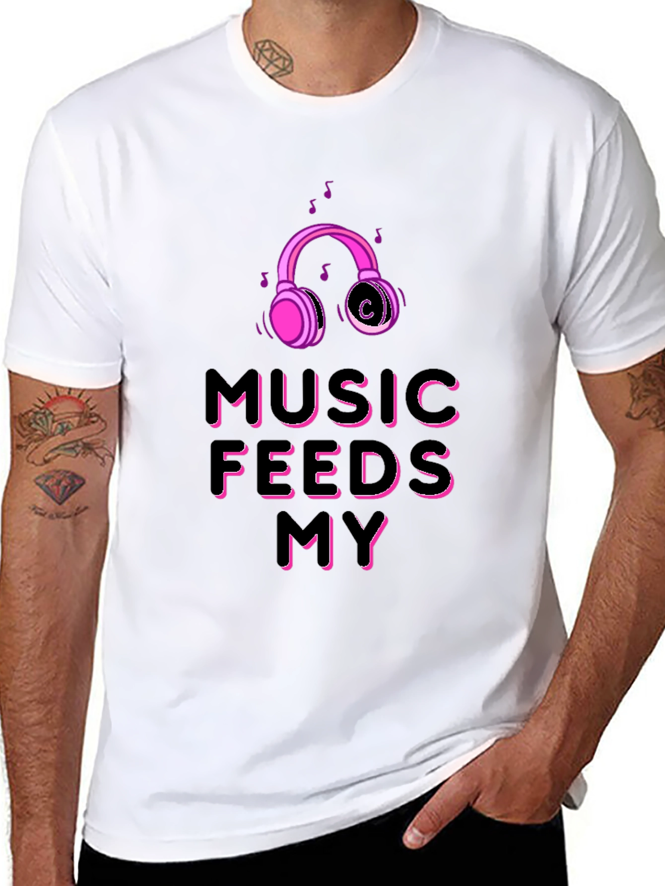 Music Feeds My Soul Black T-Shirt