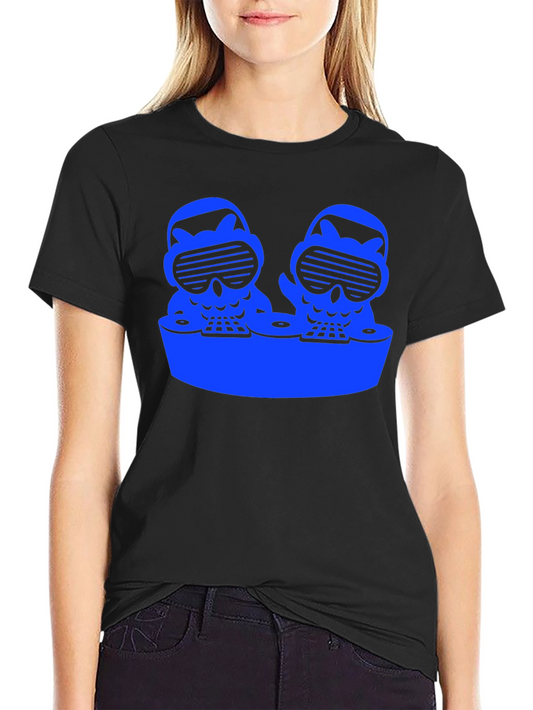 DJ Owls Graphic Tee - Cool Black T-Shirt