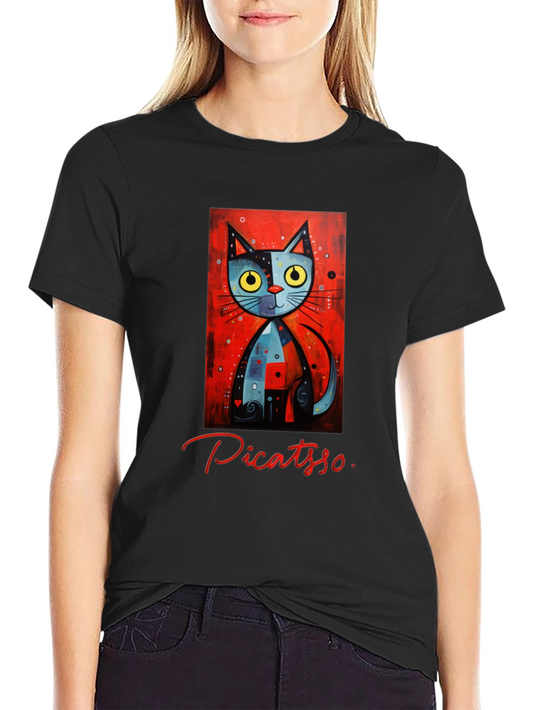 Picatso Cat Graphic T-Shirt - Artistic Novelty Tee