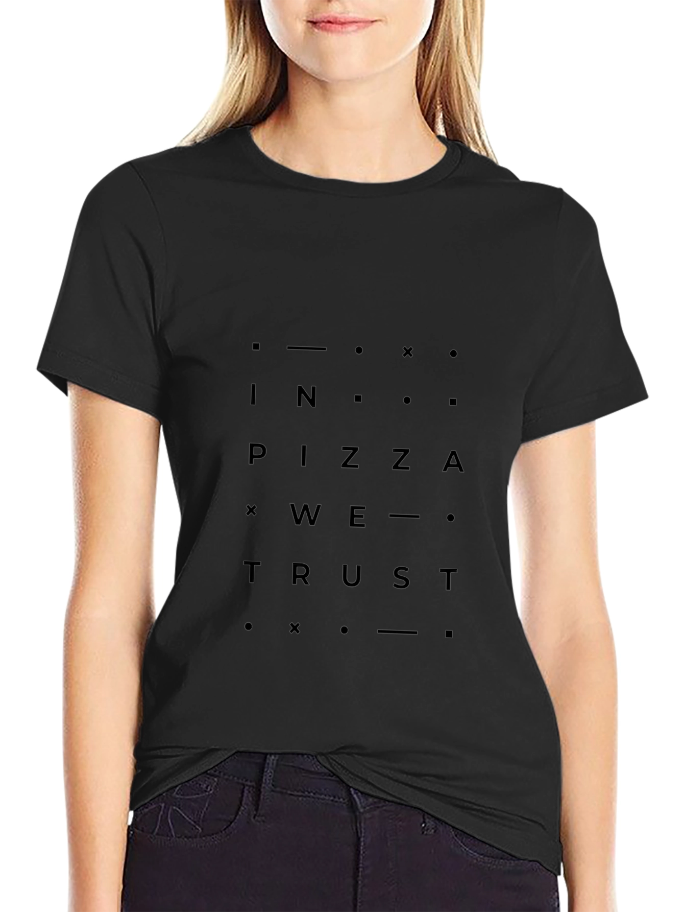 In Pizza We Trust Graphic Black T-Shirt
