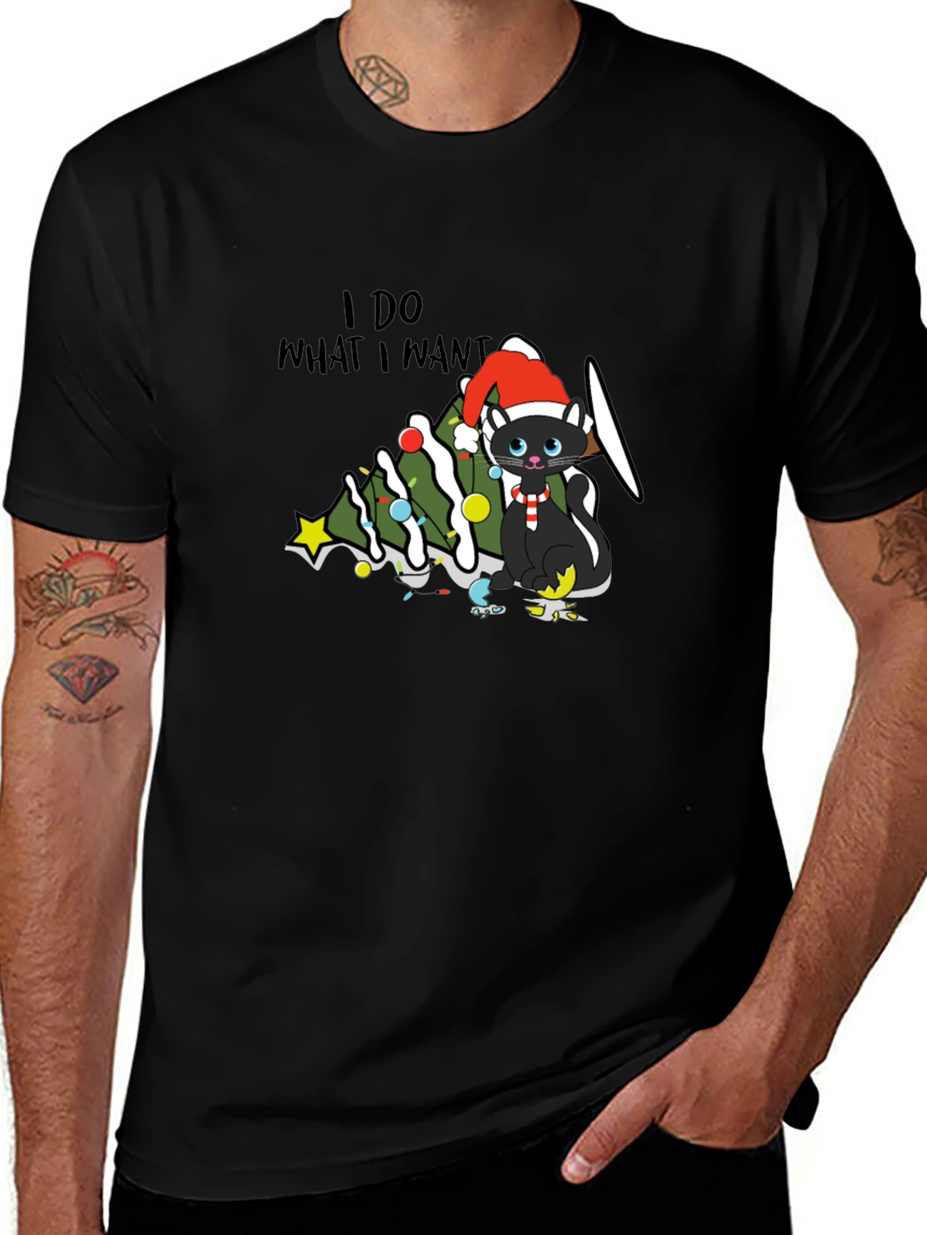 I Do What I Want Christmas Cat T-Shirt
