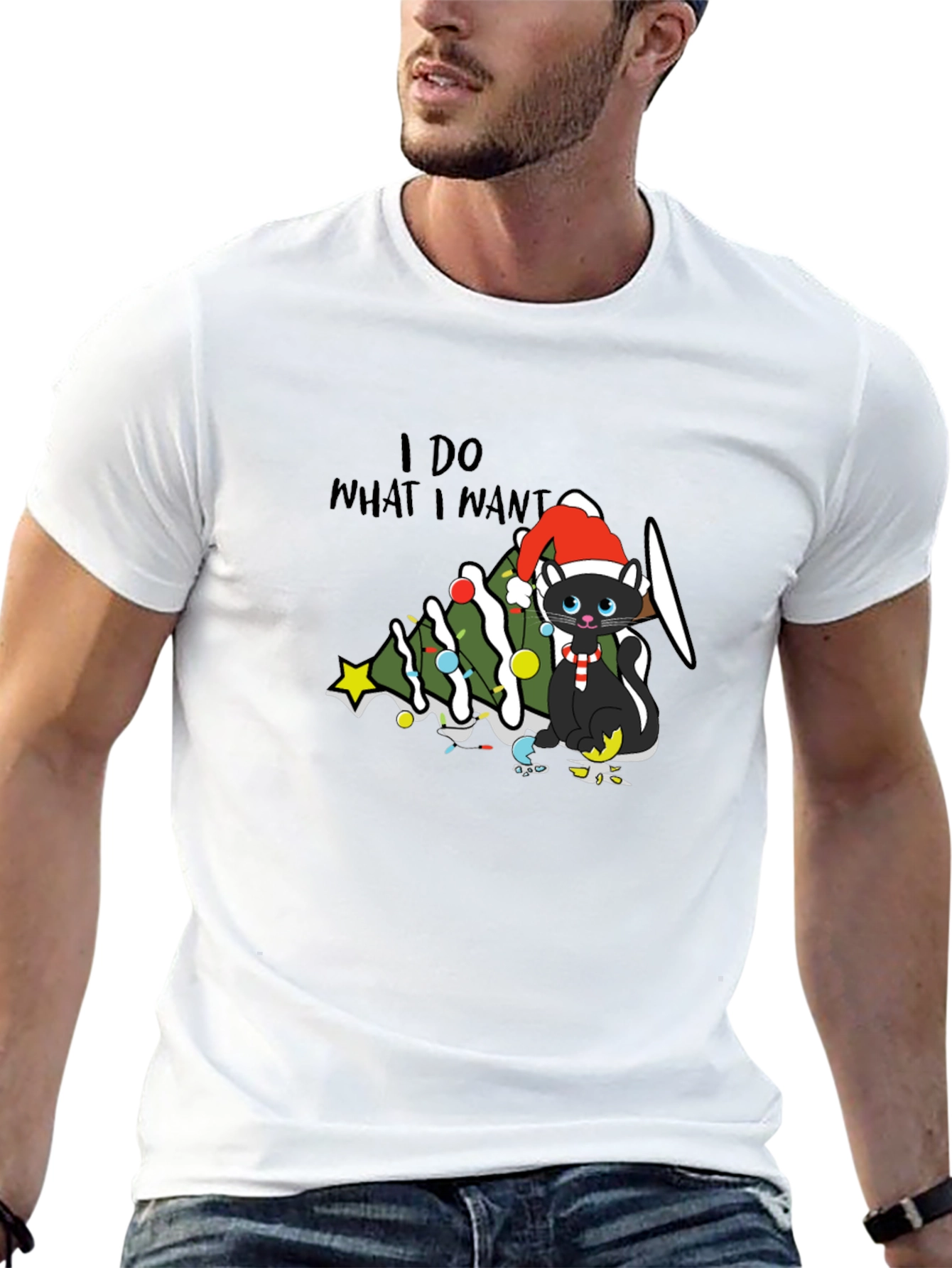 I Do What I Want Christmas Cat T-Shirt