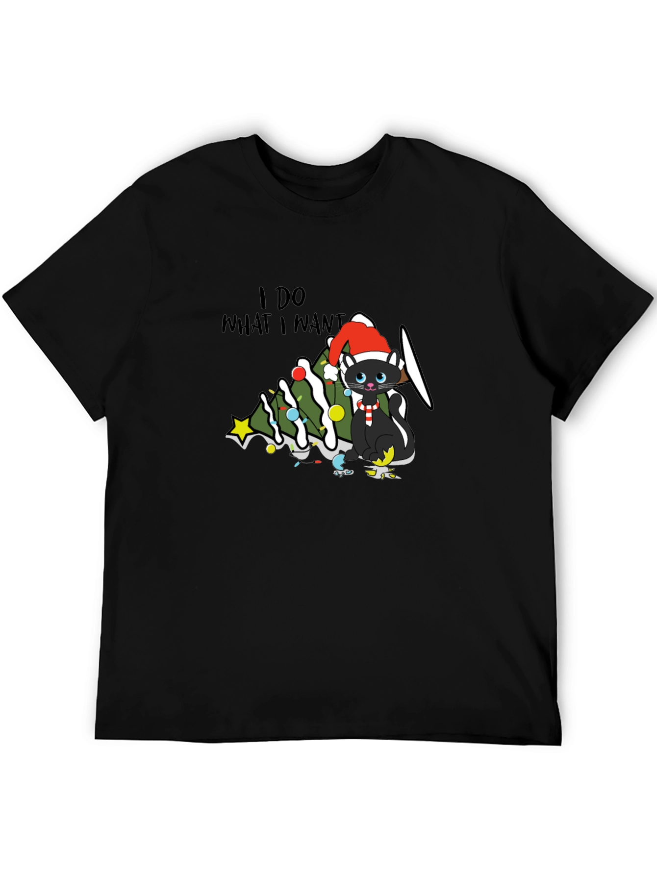 I Do What I Want Christmas Cat T-Shirt
