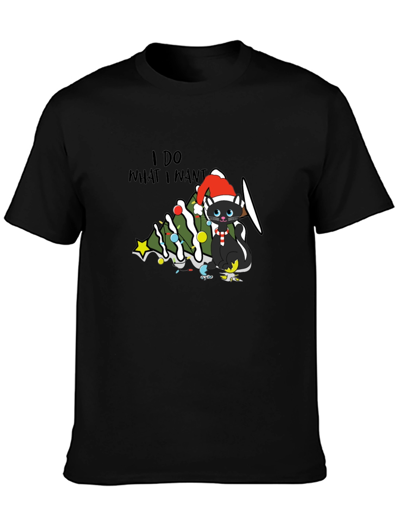 I Do What I Want Christmas Cat T-Shirt