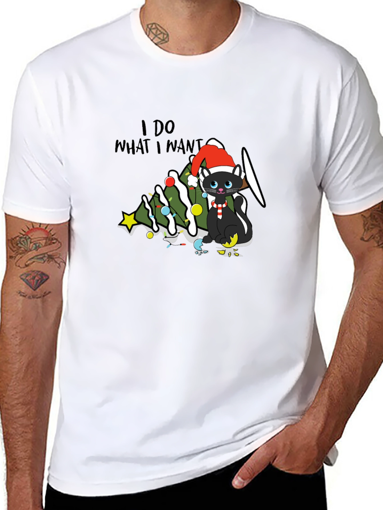 I Do What I Want Christmas Cat T-Shirt