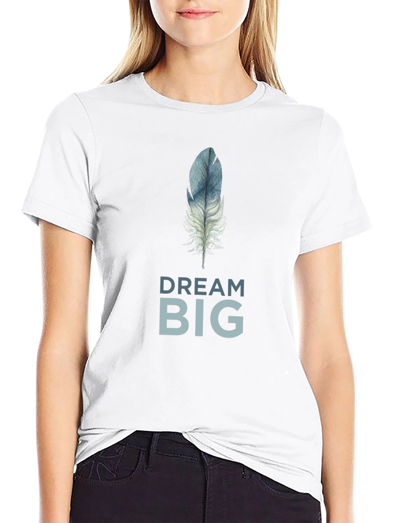 Dream Big Feather Graphic T-Shirt - Soft Cotton Tee