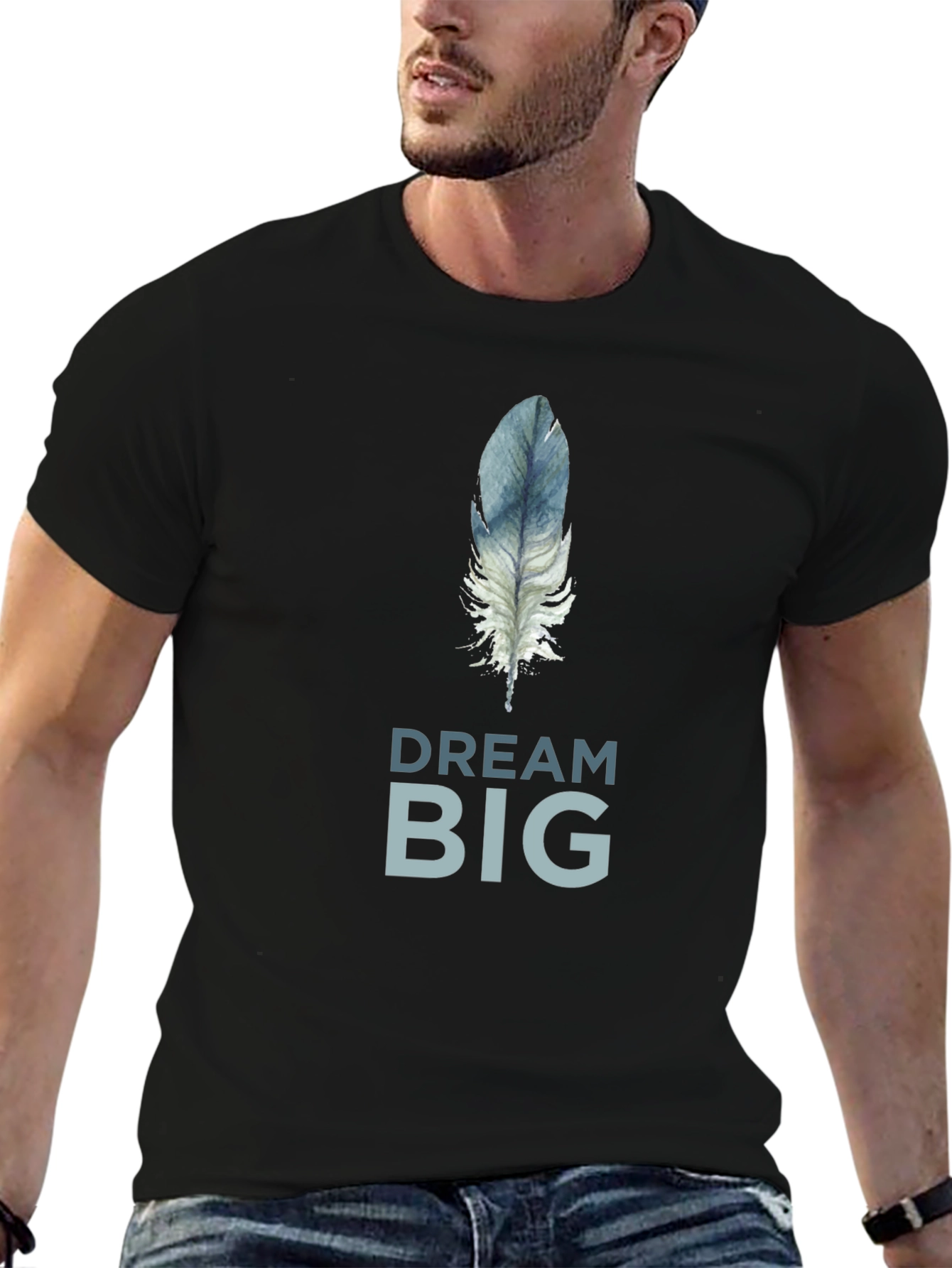Dream Big Feather Graphic T-Shirt - Soft Cotton Tee