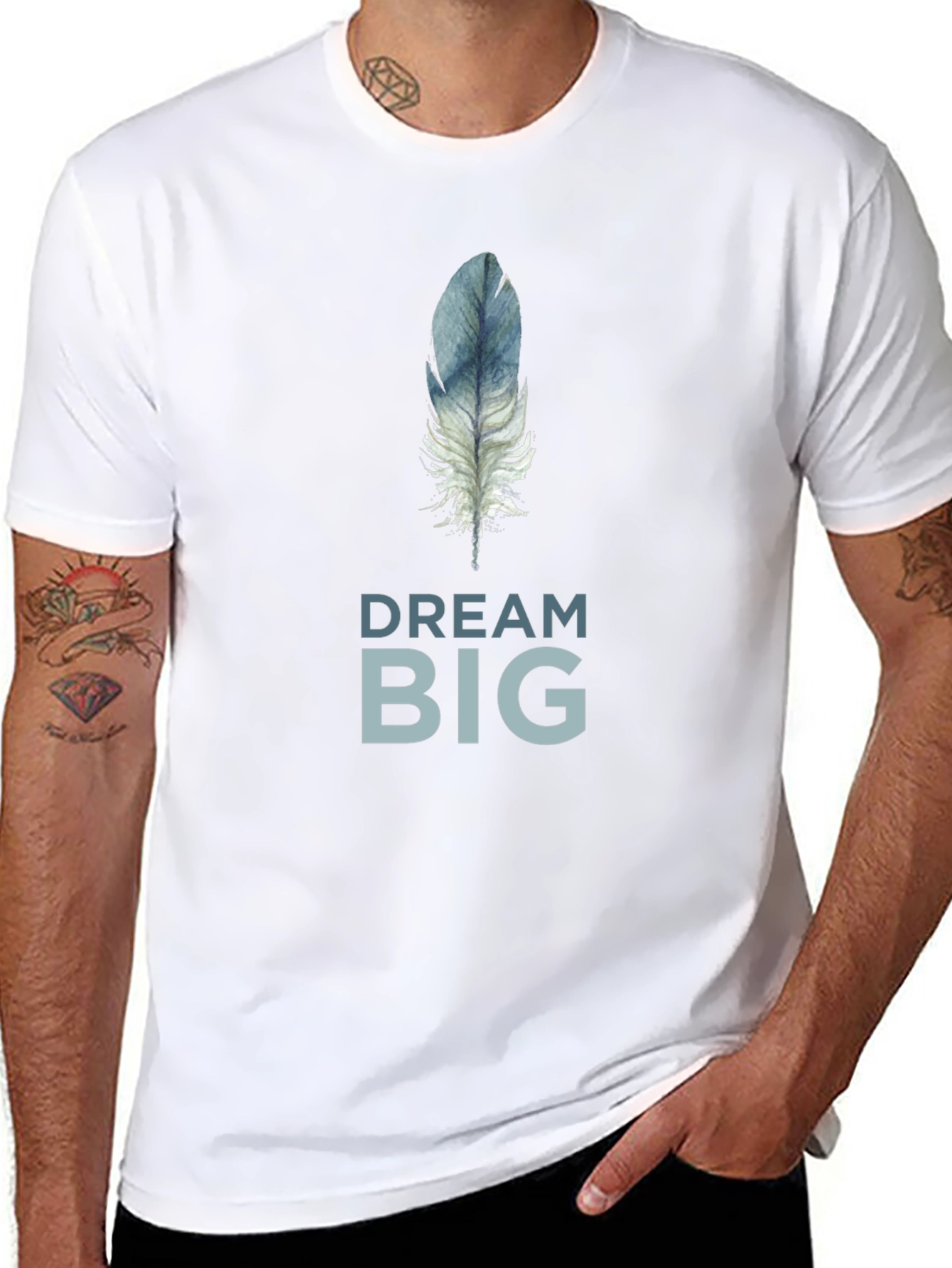 Dream Big Feather Graphic T-Shirt - Soft Cotton Tee
