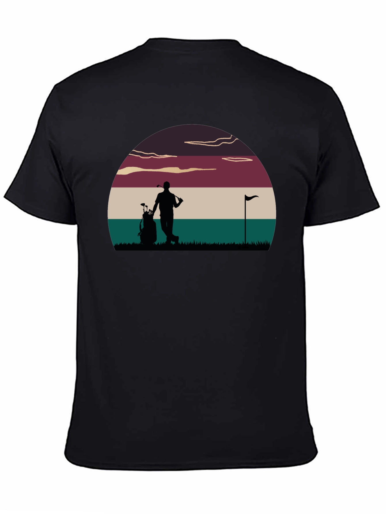 Golf Sunset Graphic Tee - Retro Style Golfer T-Shirt