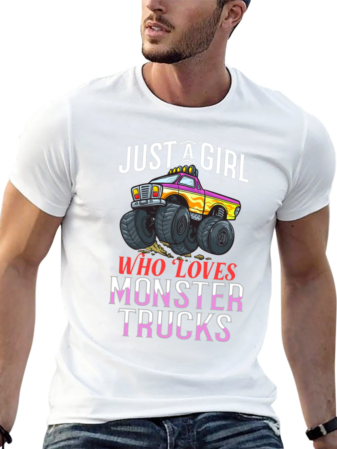 Just A Girl Who Loves Monster Trucks Black T-Shirt