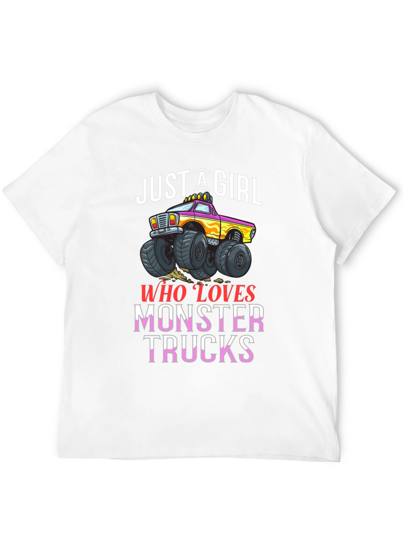 Just A Girl Who Loves Monster Trucks Black T-Shirt