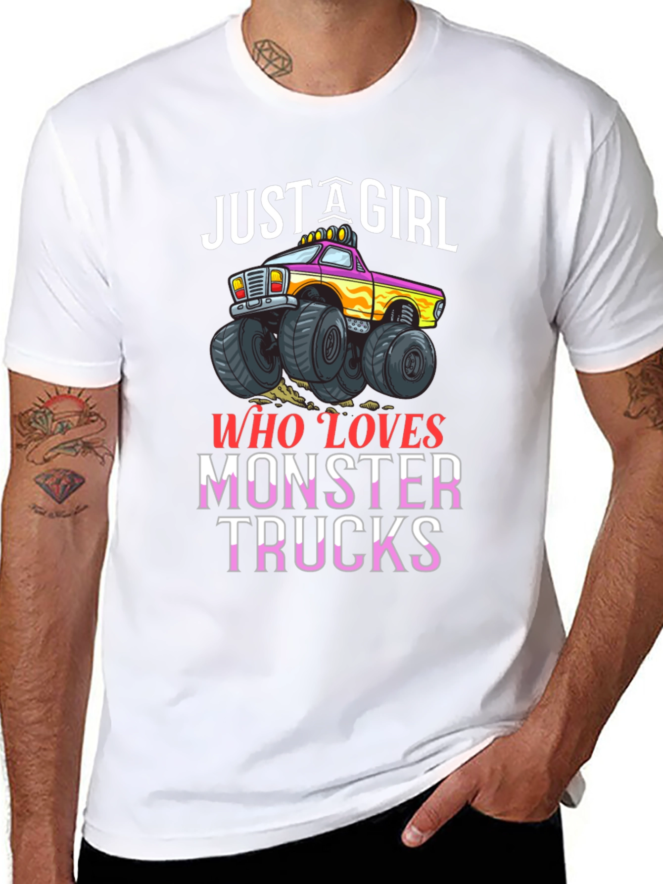 Just A Girl Who Loves Monster Trucks Black T-Shirt