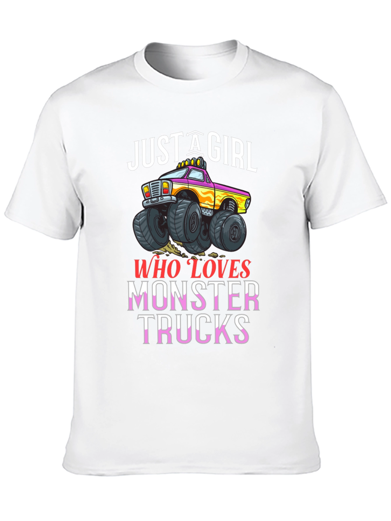 Just A Girl Who Loves Monster Trucks Black T-Shirt