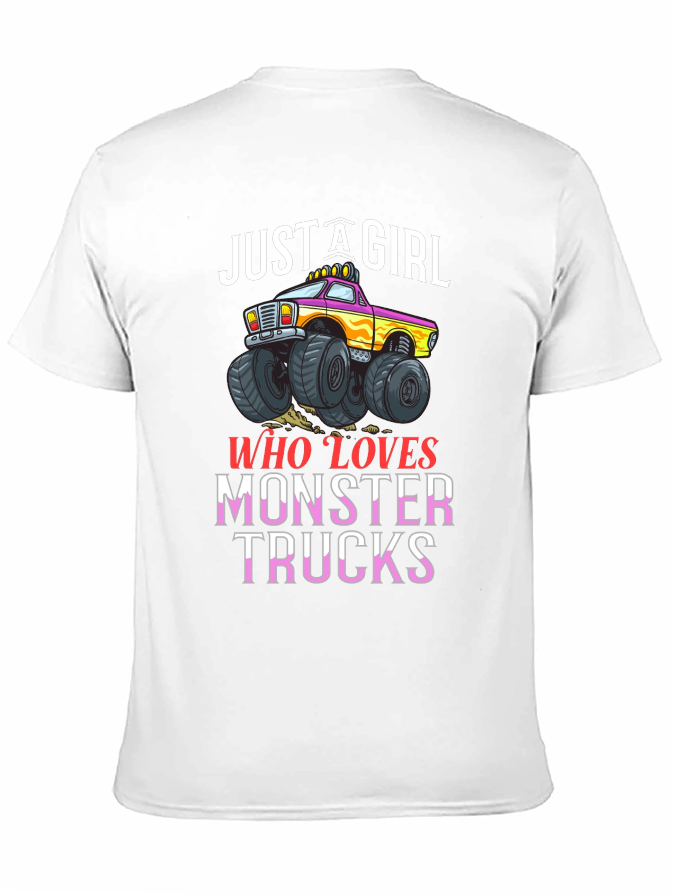 Just A Girl Who Loves Monster Trucks Black T-Shirt