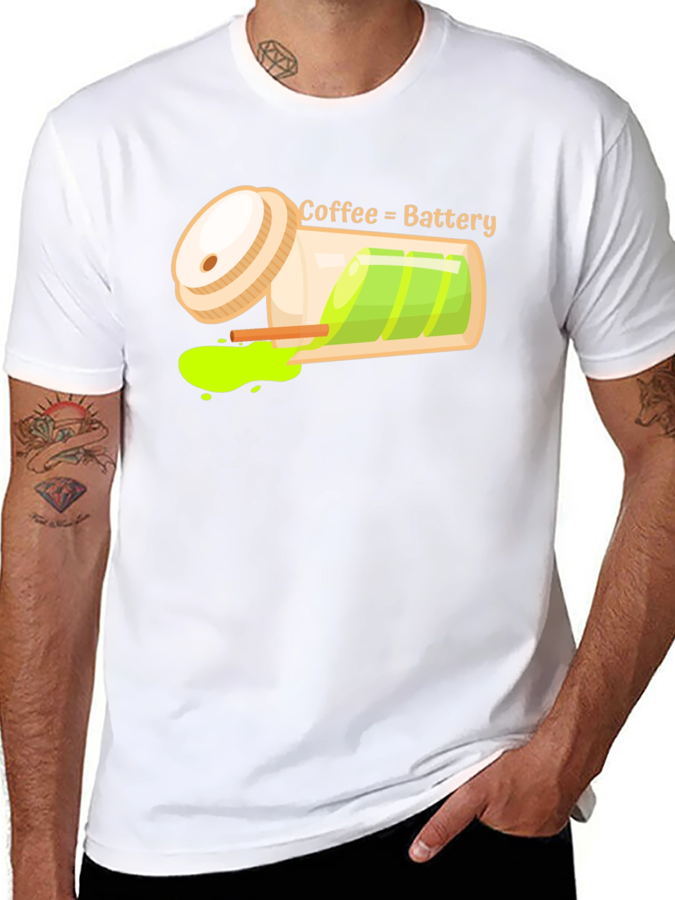 Coffee Battery Graphic T-Shirt - Recharge Your Day!