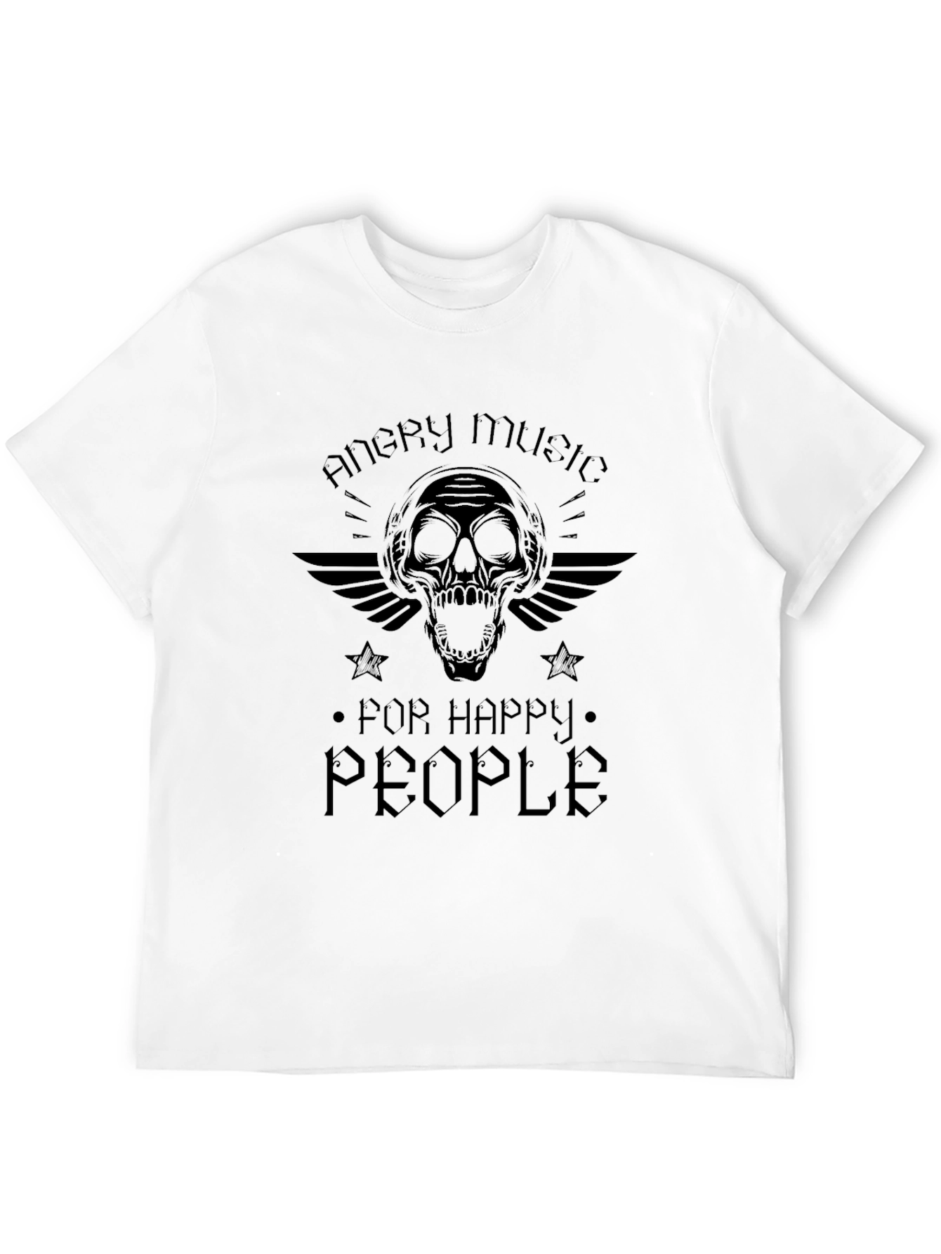 Angry Music Skull Graphic Black T-Shirt