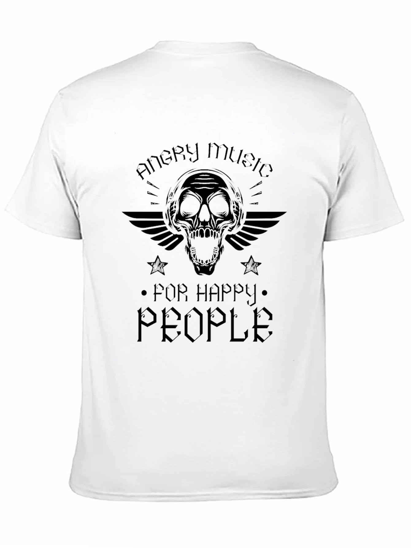 Angry Music Skull Graphic Black T-Shirt