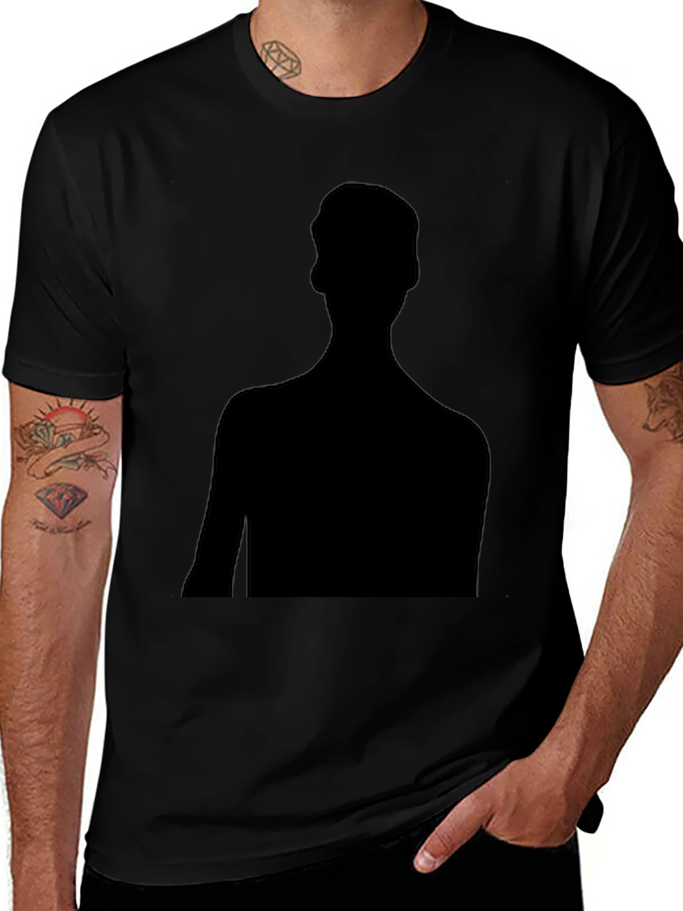 Mens Black T-Shirt with Silhouette Design