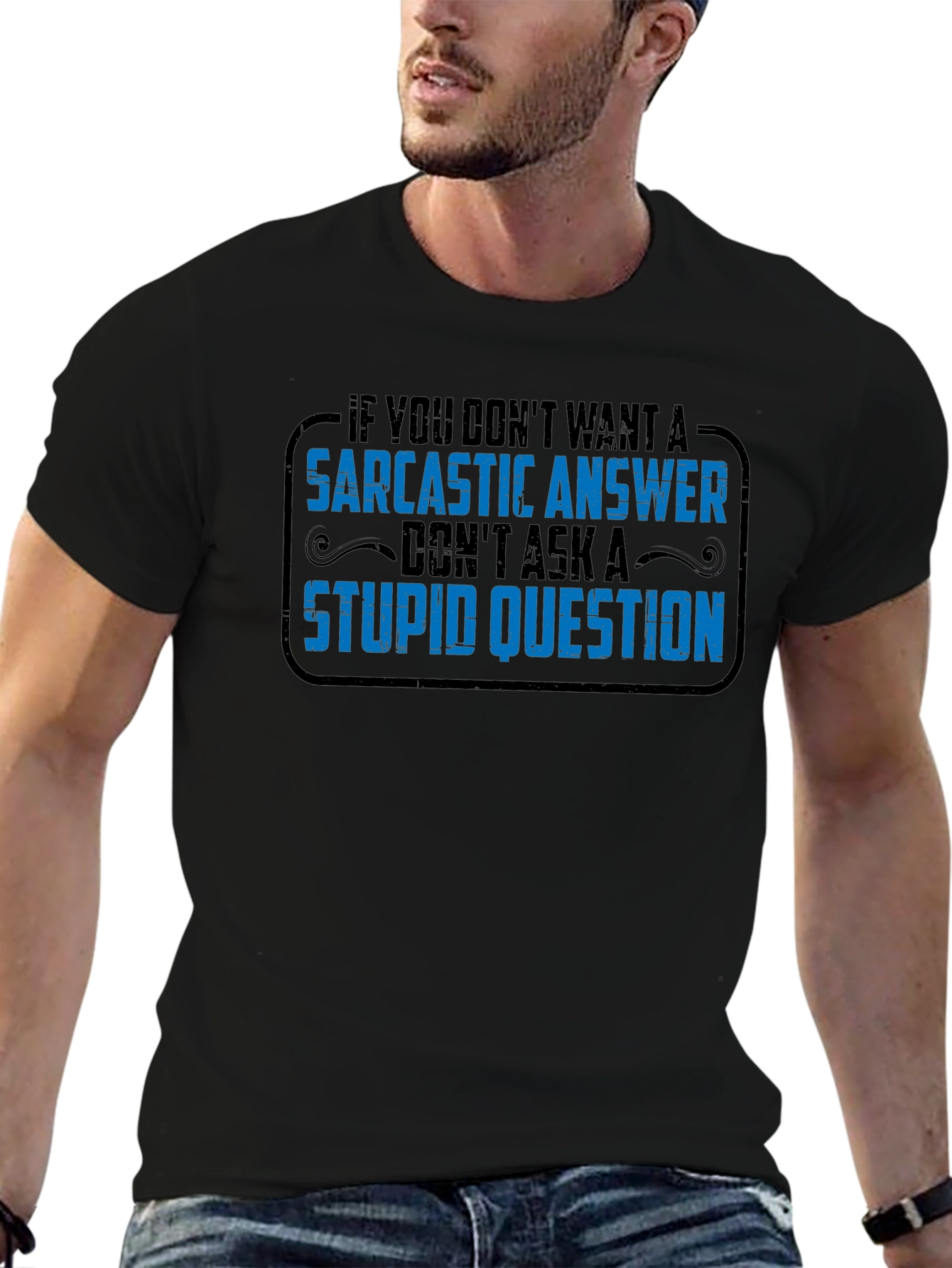 Sarcastic Answer Graphic Tee - Black