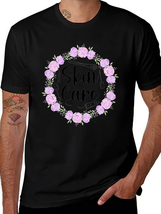 Skin Care Floral Wreath Graphic T-Shirt