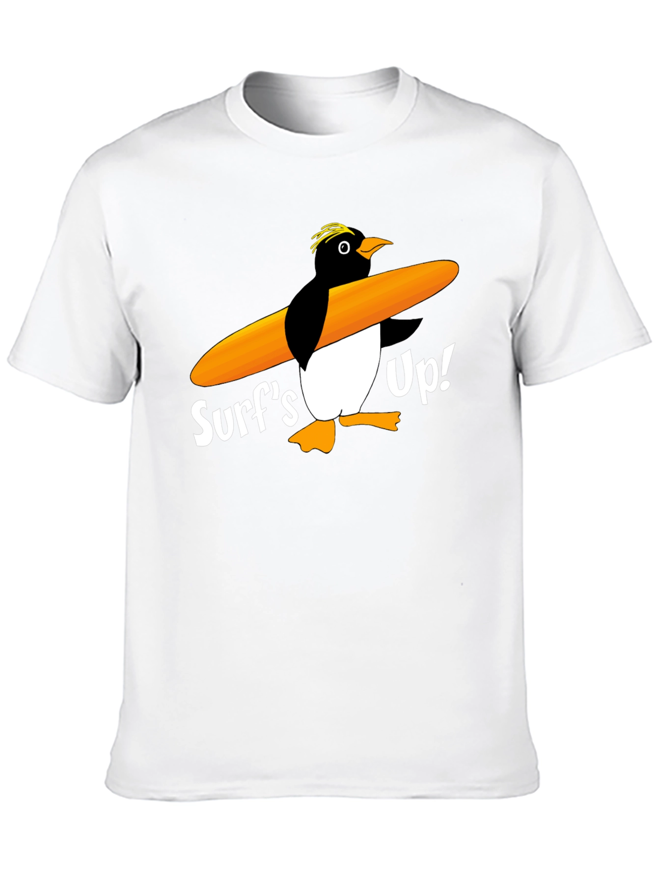 Surfs Up Penguin Graphic Tee - Black Cotton T-Shirt