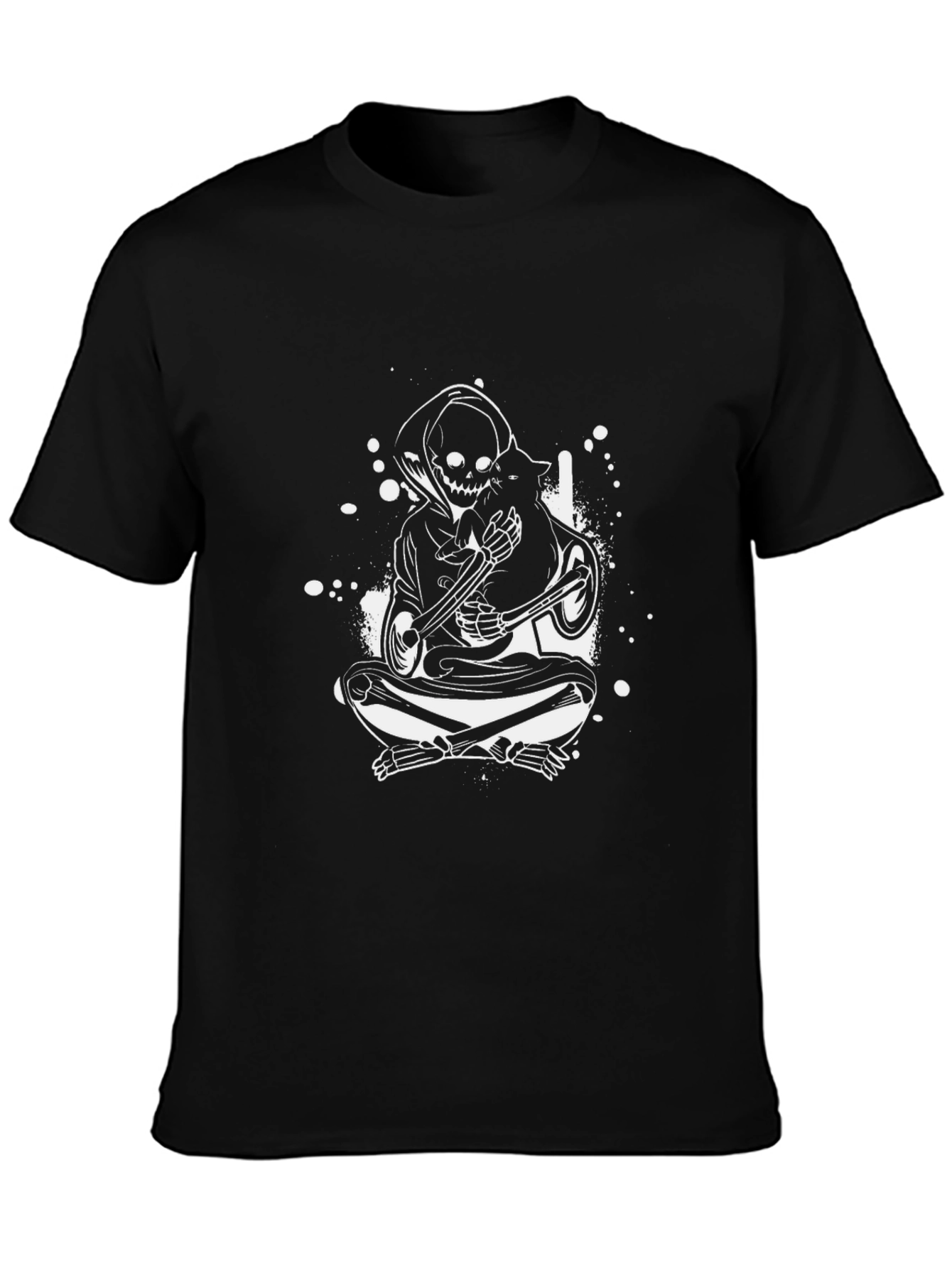 Grim Reaper Cat Lover T-Shirt - Black Tee