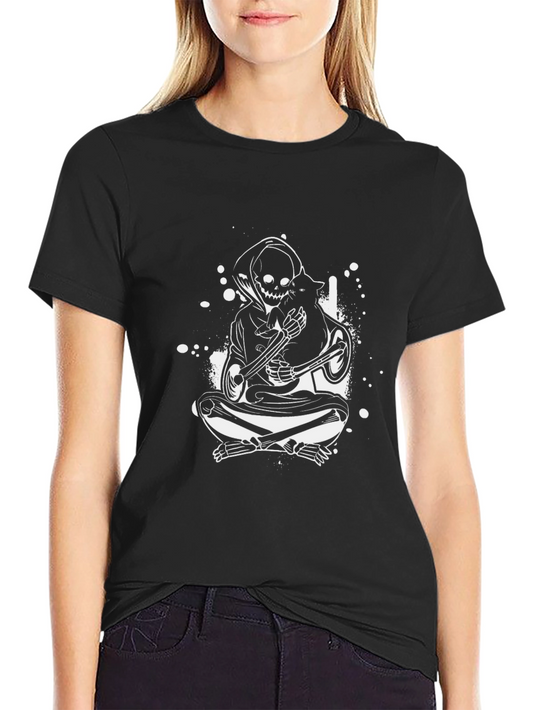 Grim Reaper Cat Lover T-Shirt - Black Tee