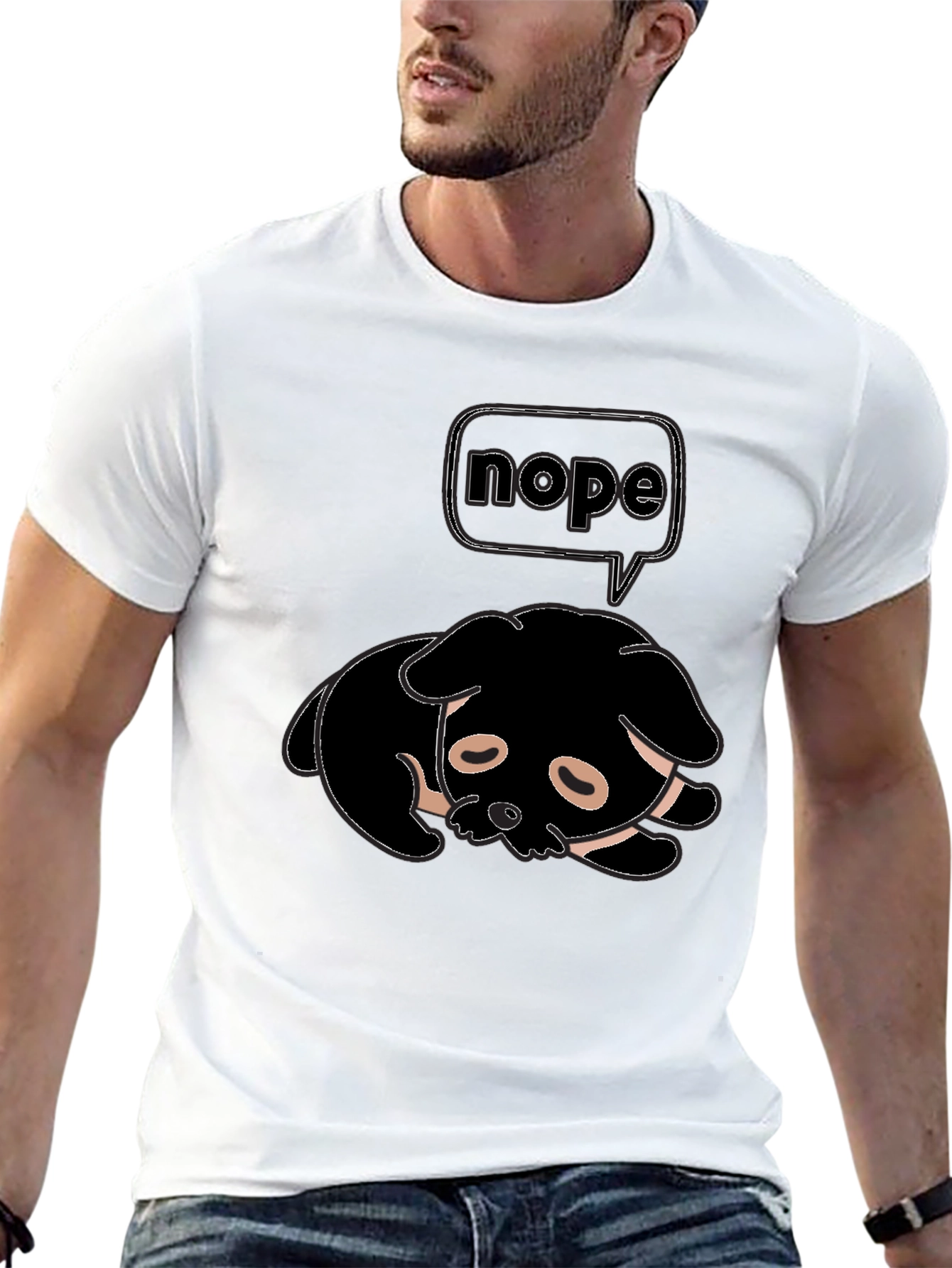 Nope Dog Graphic Tee - Unisex Black T-Shirt