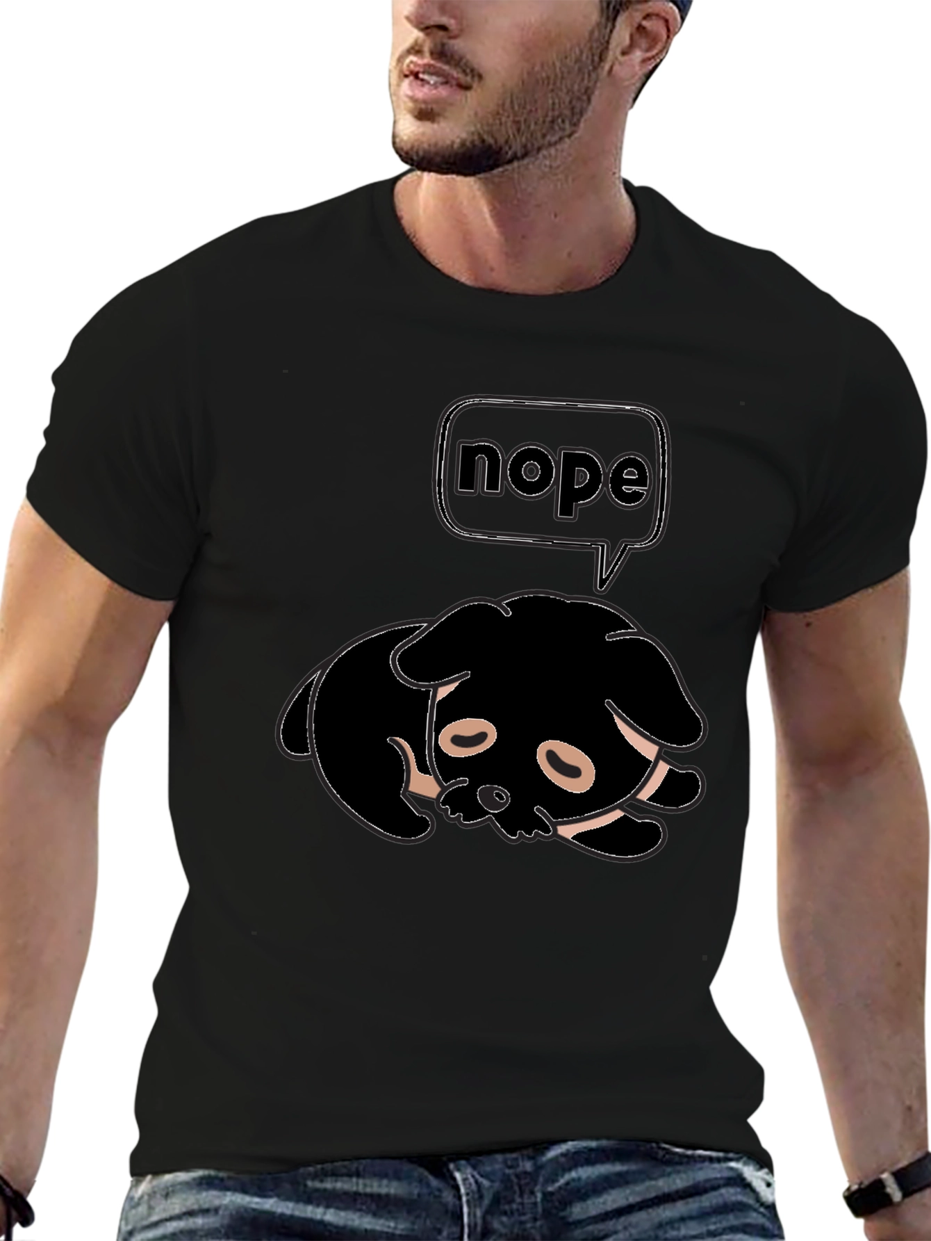 Nope Dog Graphic Tee - Unisex Black T-Shirt