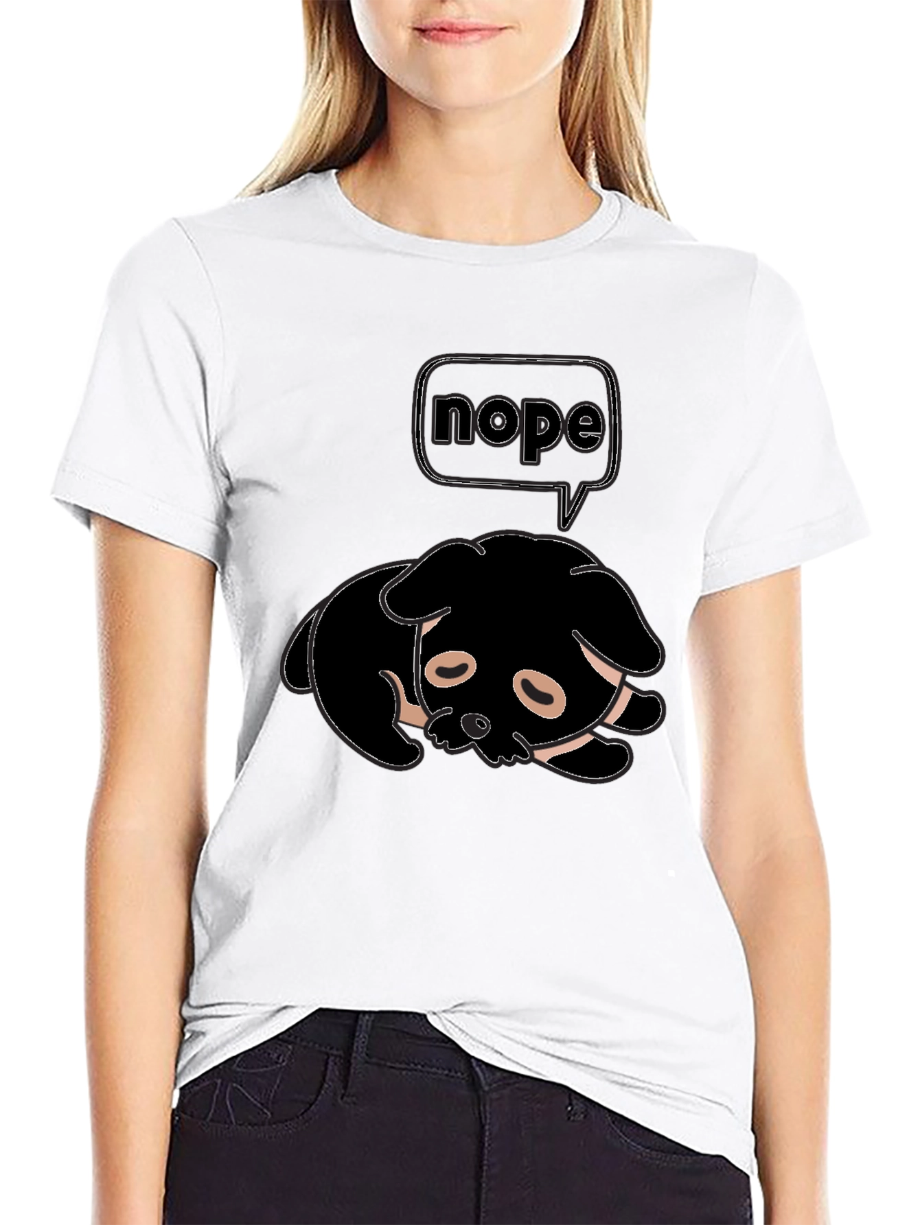 Nope Dog Graphic Tee - Unisex Black T-Shirt