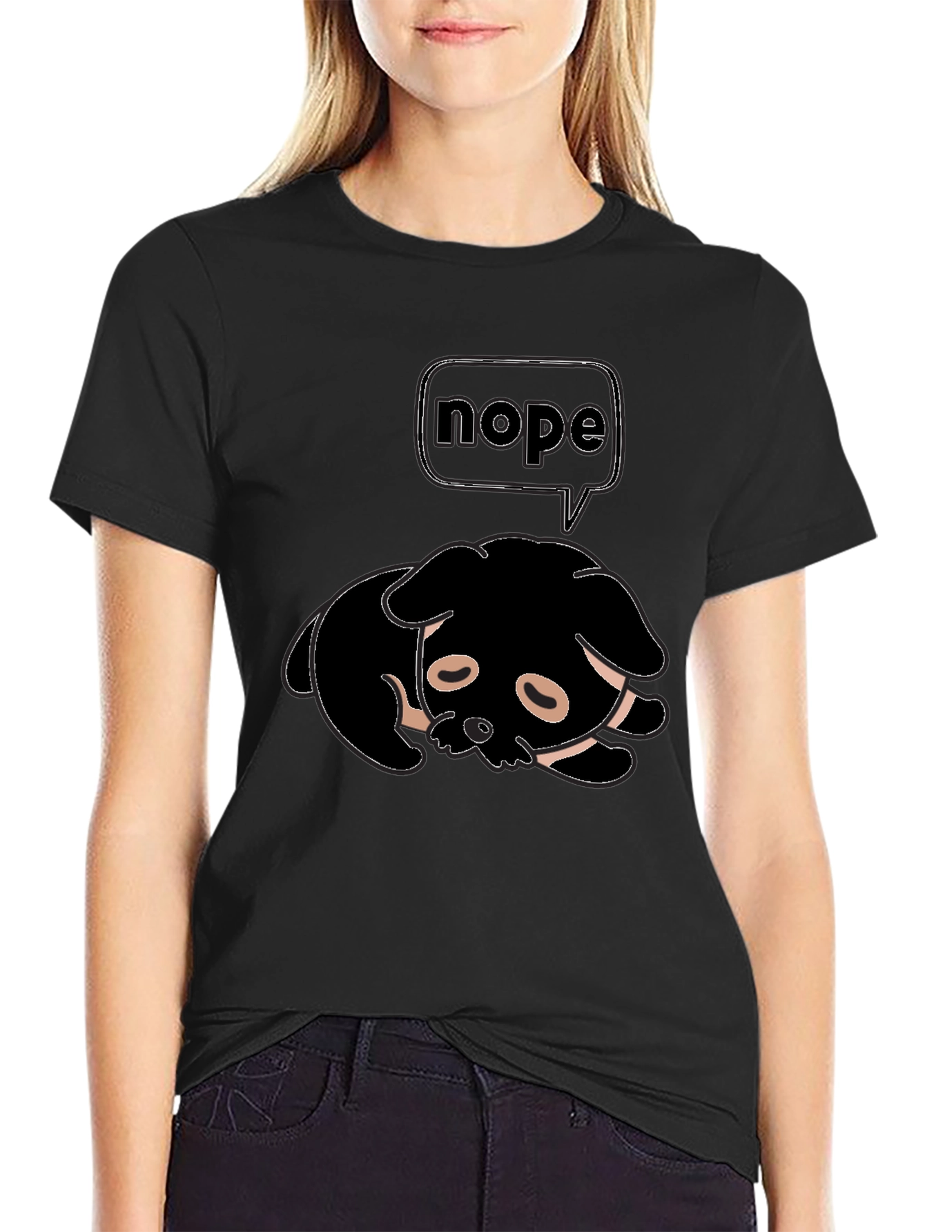 Nope Dog Graphic Tee - Unisex Black T-Shirt