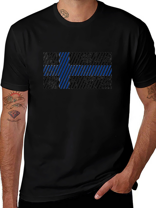 Striped Finland Flag Graphic T-Shirt