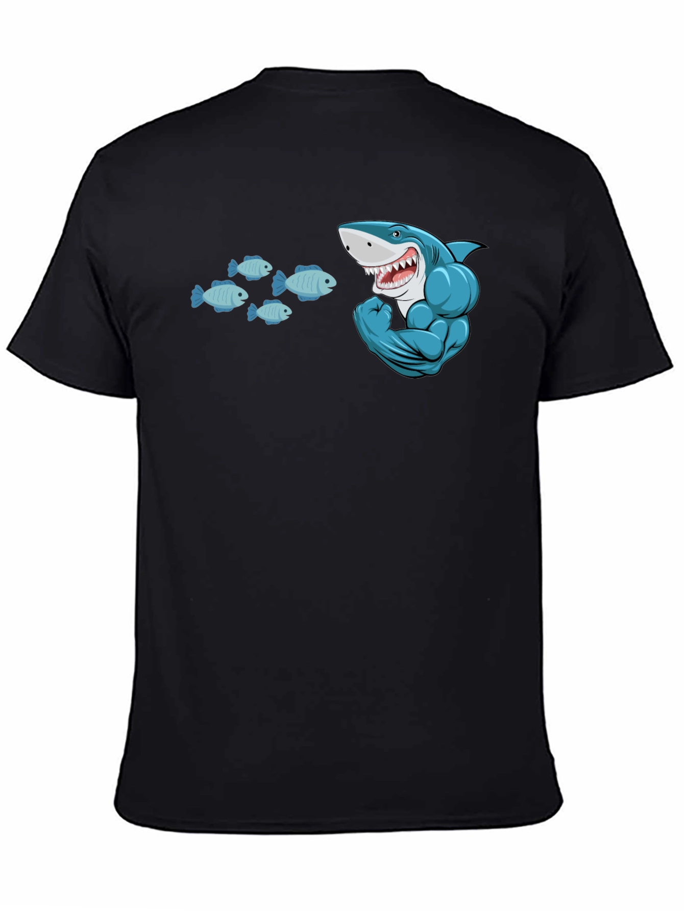 Shark and Fish Graphic T-Shirt - Muscle Shark