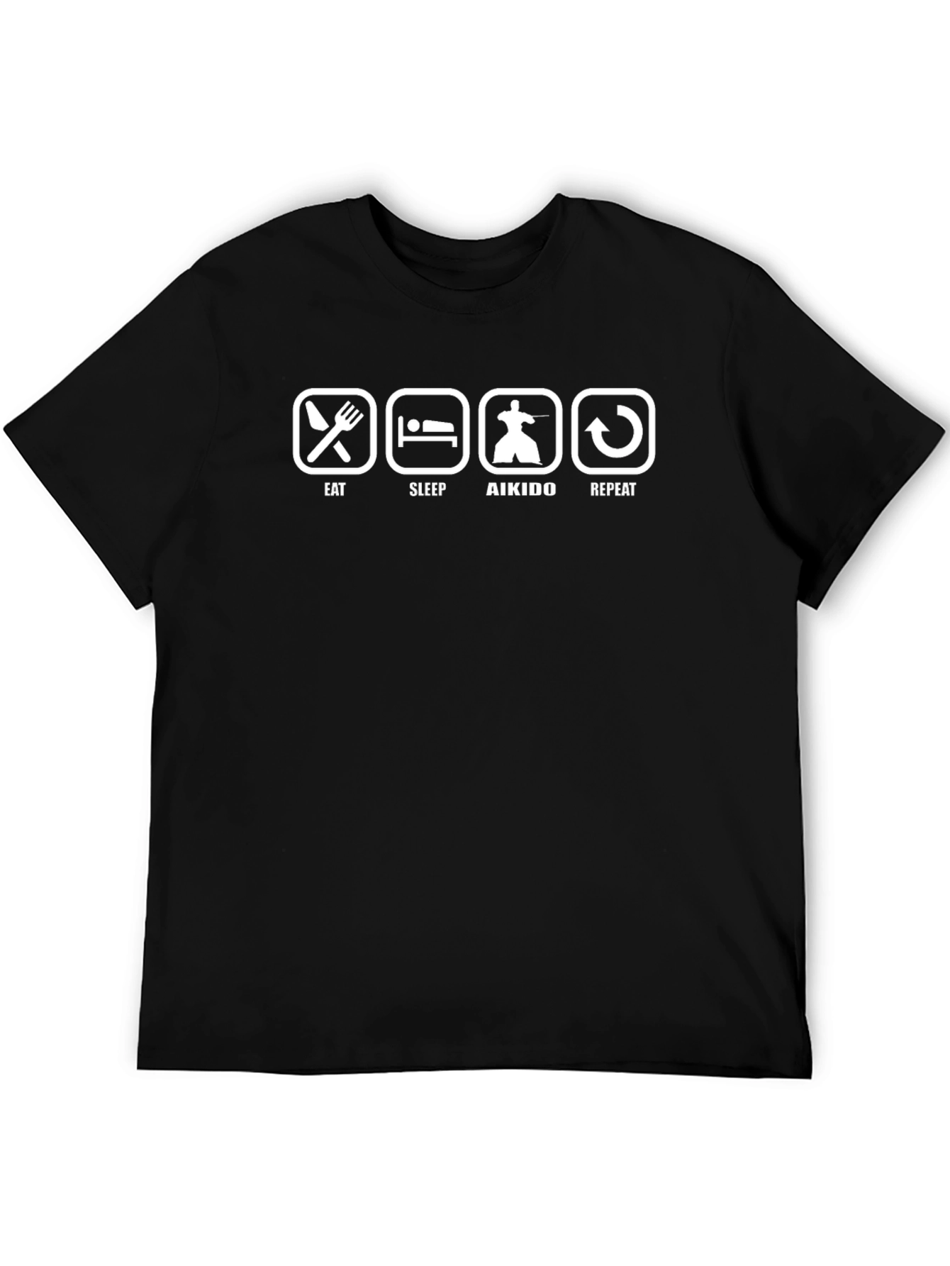 Eat Sleep Aikido Repeat Black T-Shirt