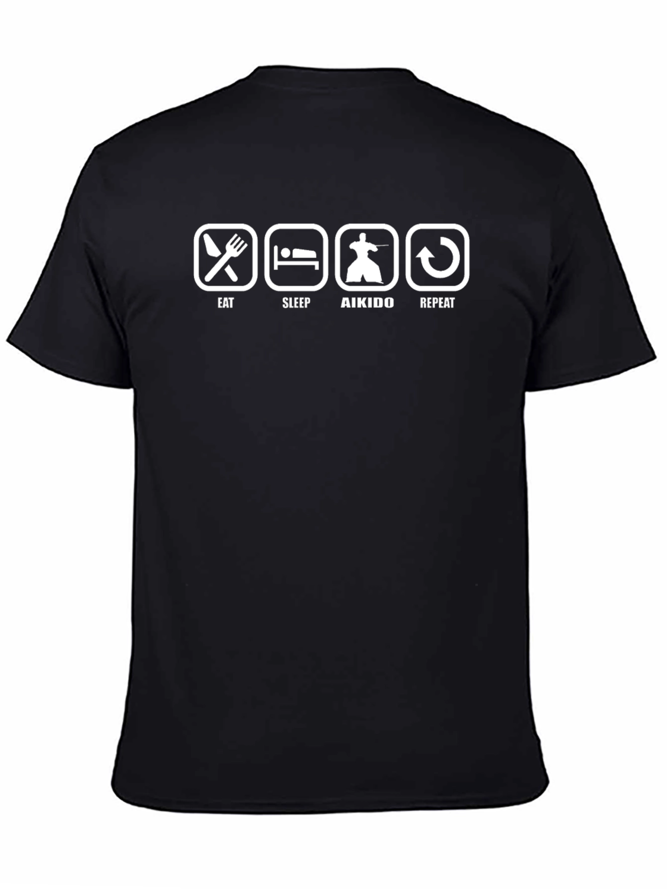 Eat Sleep Aikido Repeat Black T-Shirt