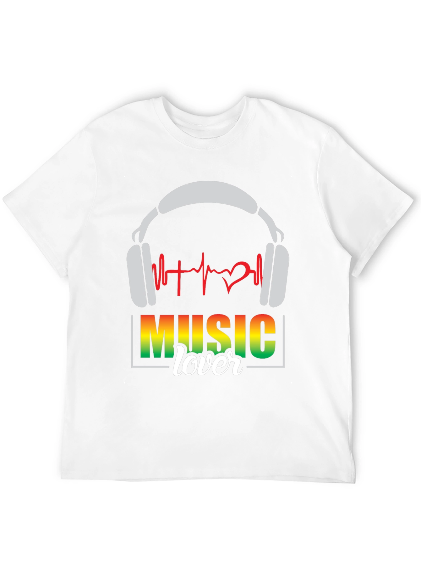 Music Lover T-Shirt - Headphones & Heartbeat Design
