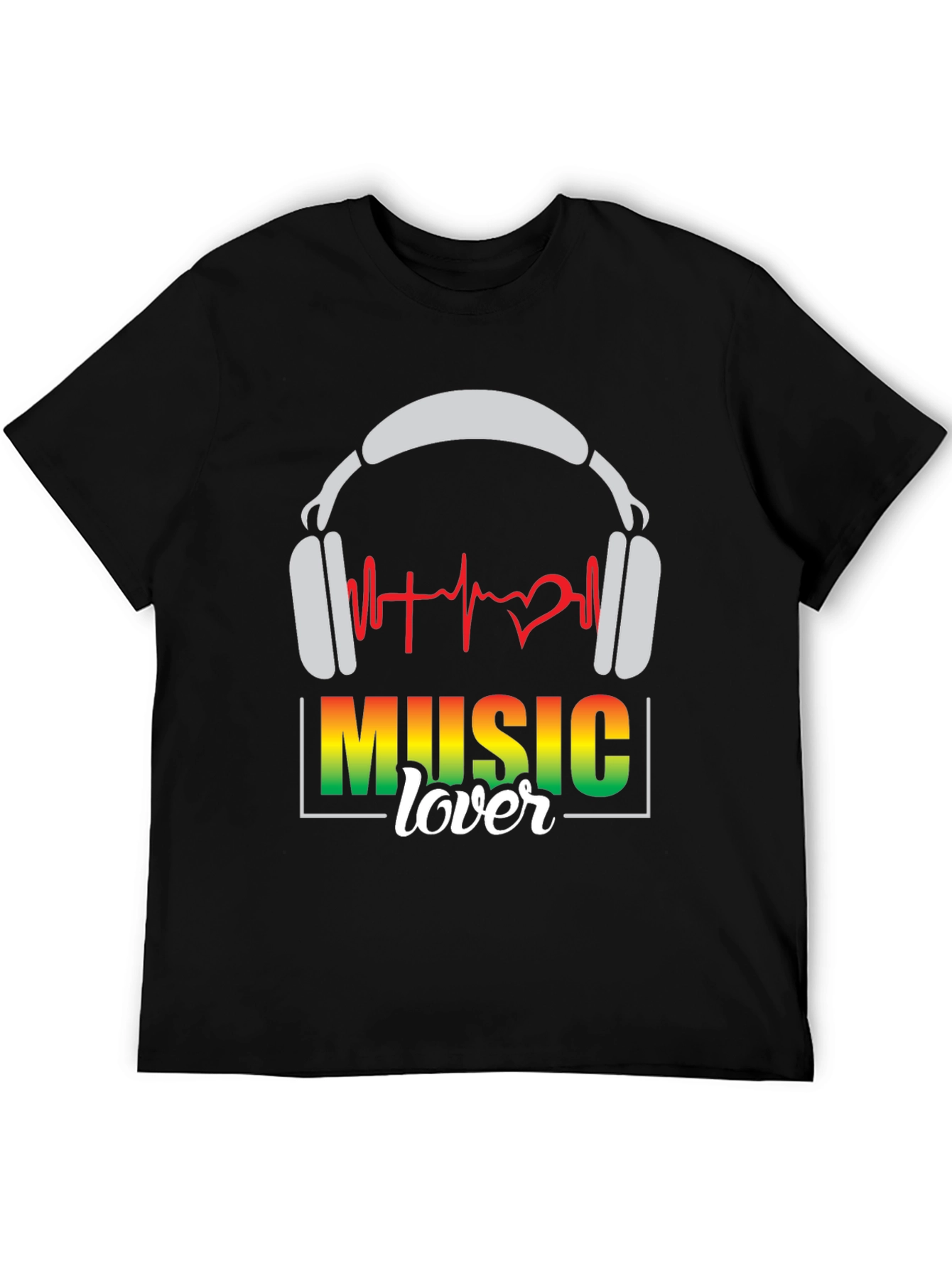 Music Lover T-Shirt - Headphones & Heartbeat Design