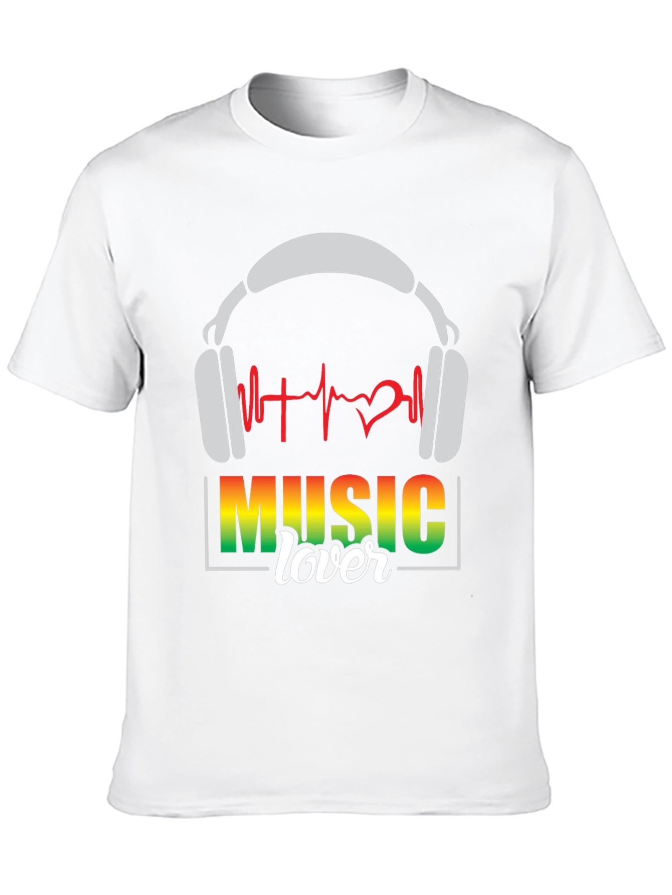 Music Lover T-Shirt - Headphones & Heartbeat Design