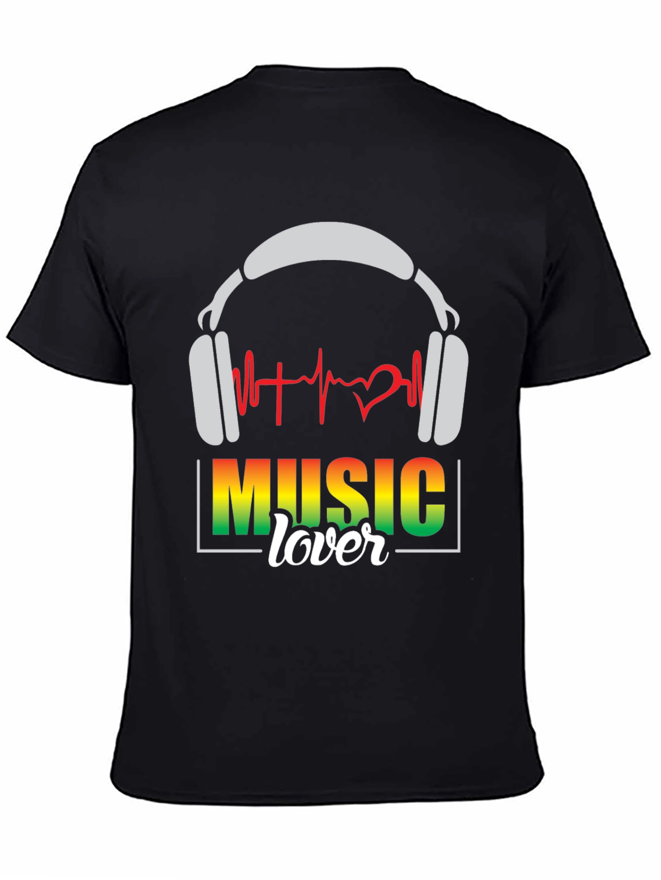 Music Lover T-Shirt - Headphones & Heartbeat Design