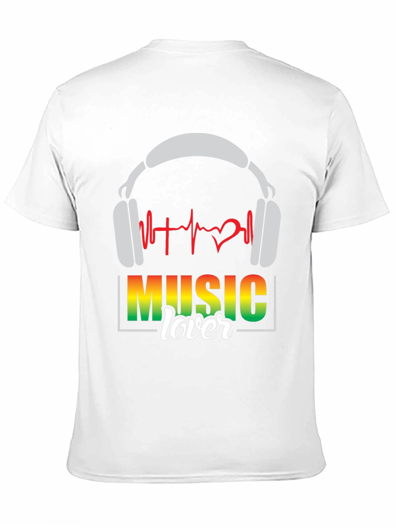 Music Lover T-Shirt - Headphones & Heartbeat Design