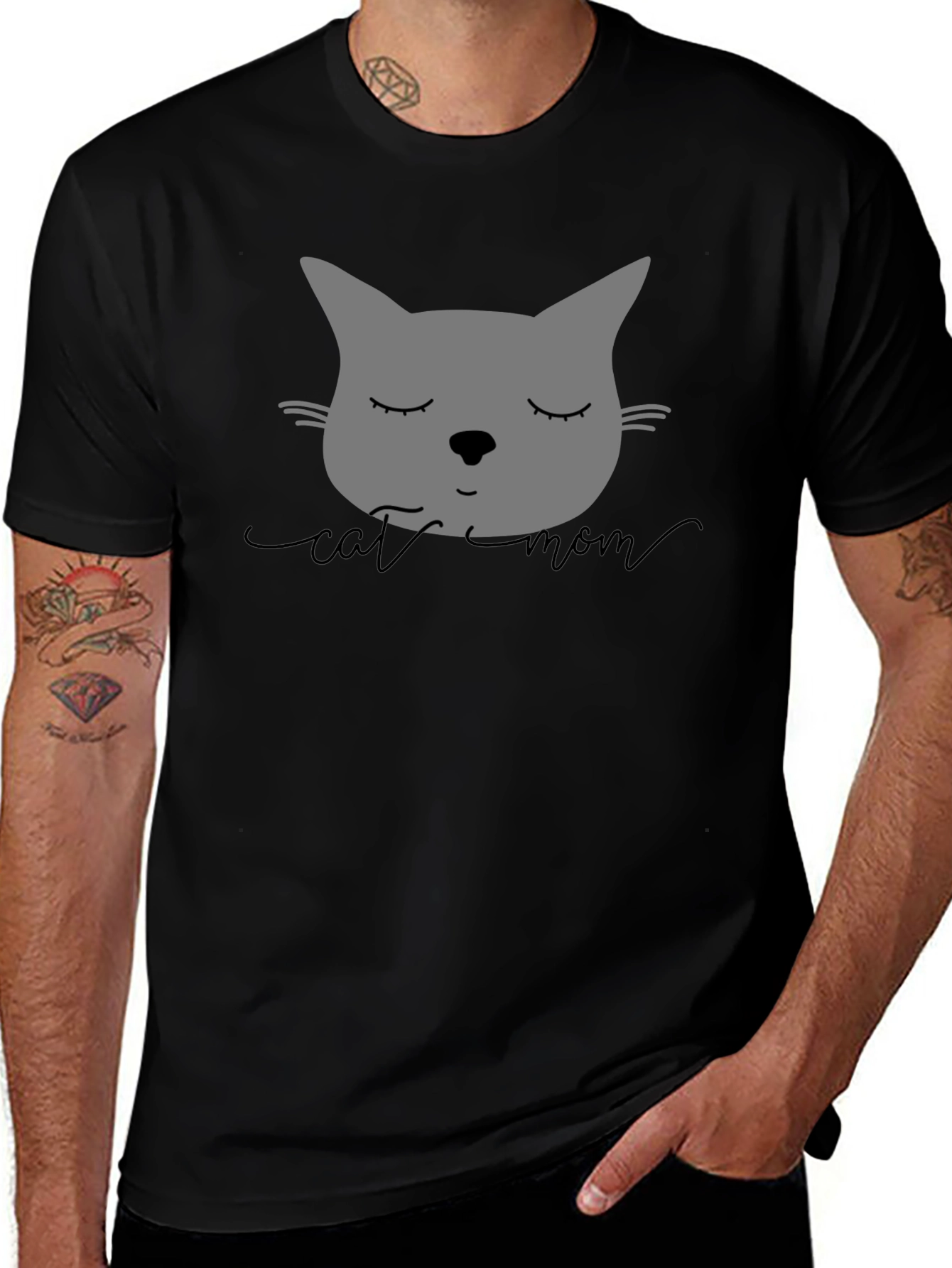 Cat Mom Graphic Tee - Unisex Black T-Shirt