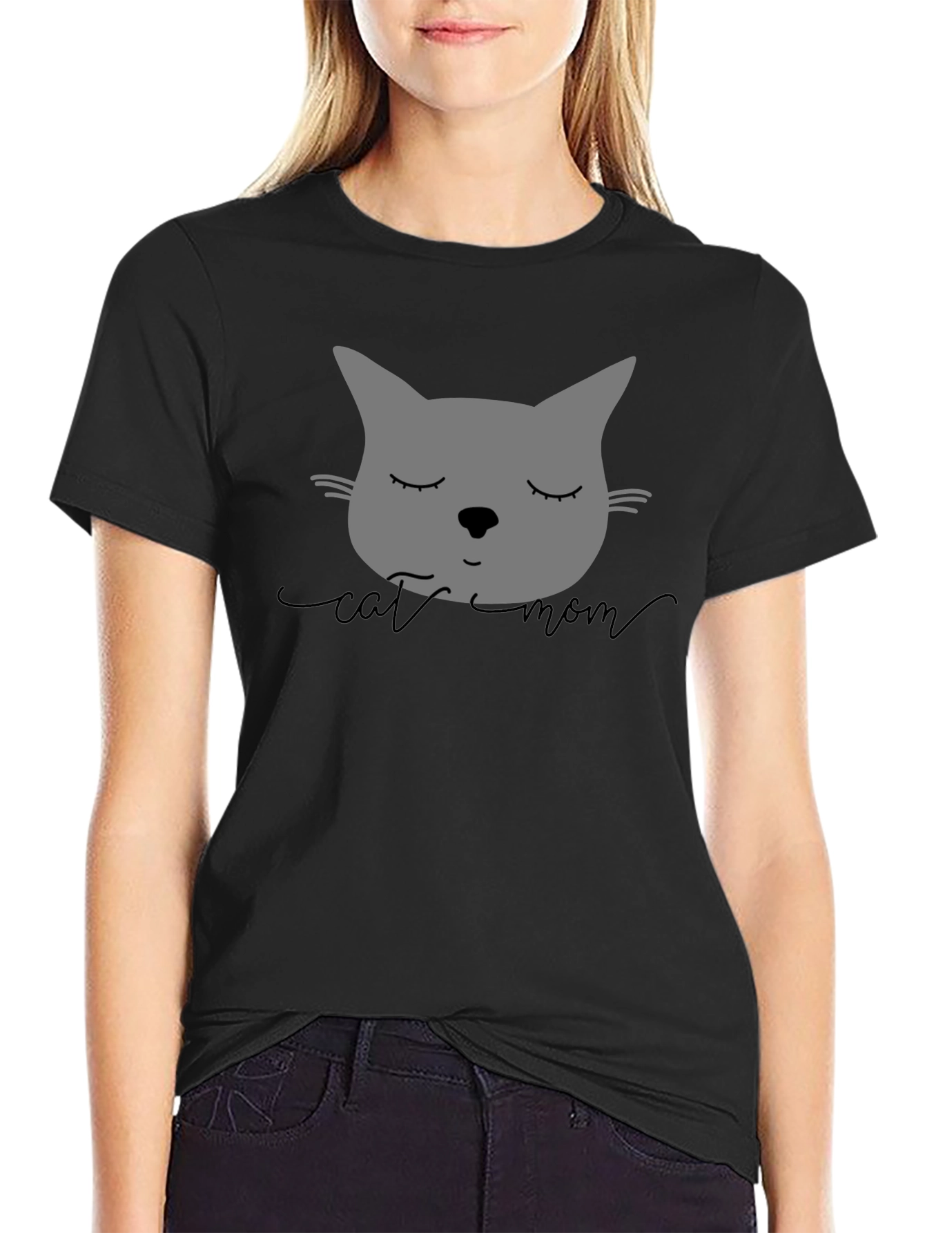 Cat Mom Graphic Tee - Unisex Black T-Shirt
