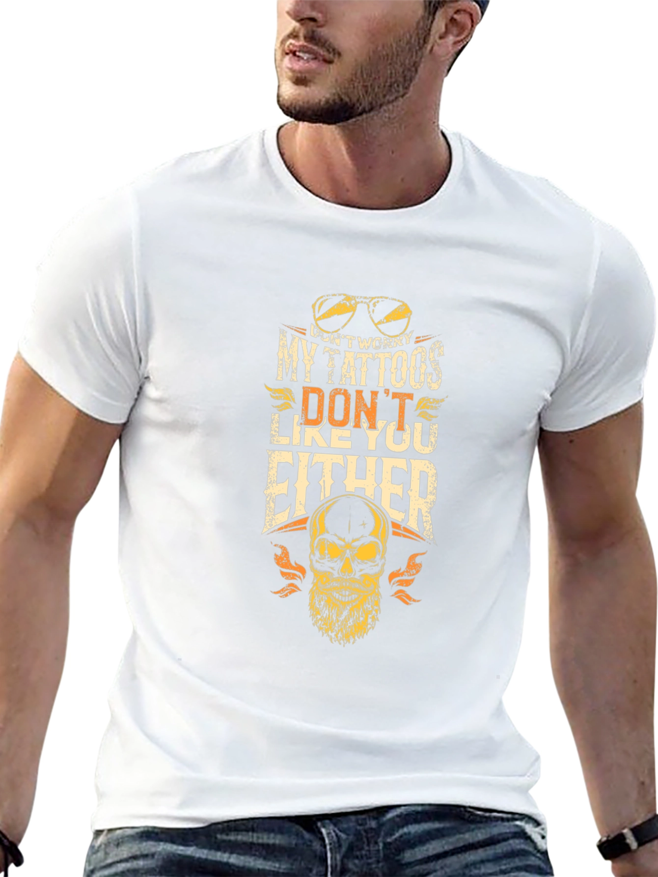 Funny Tattoo Skull Graphic T-Shirt - Dont Worry!