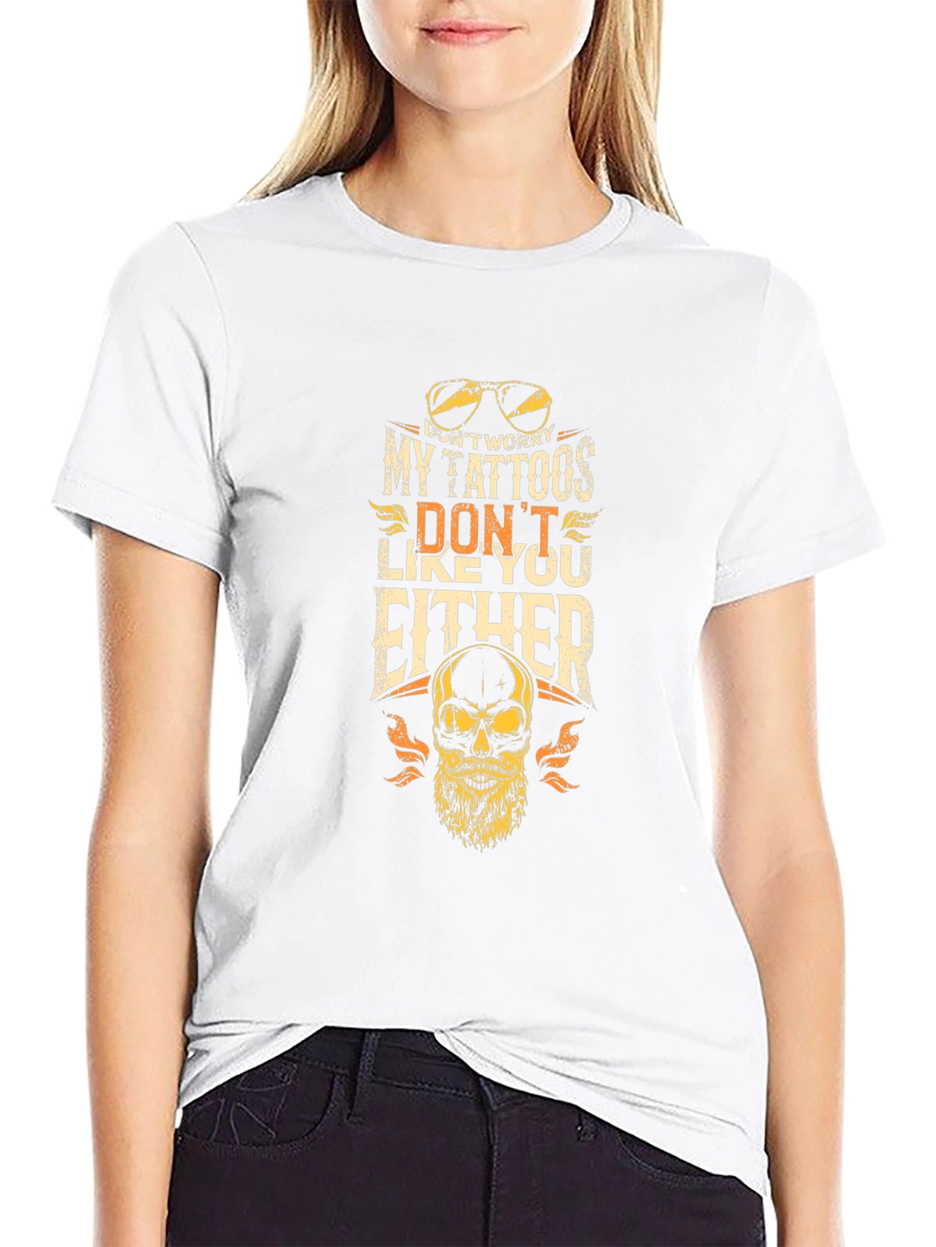 Funny Tattoo Skull Graphic T-Shirt - Dont Worry!