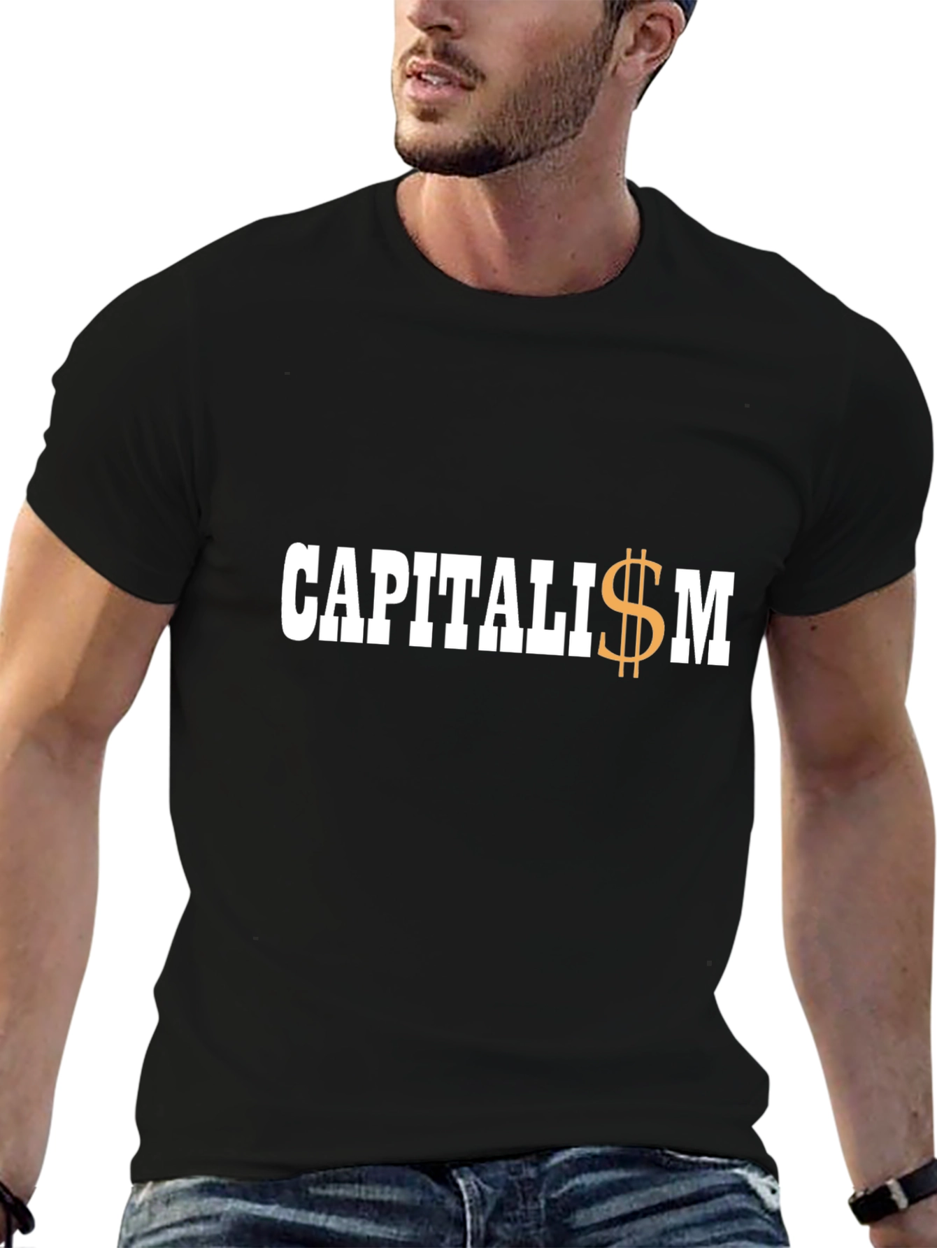 Capitalism Dollar Sign Graphic Black T-Shirt