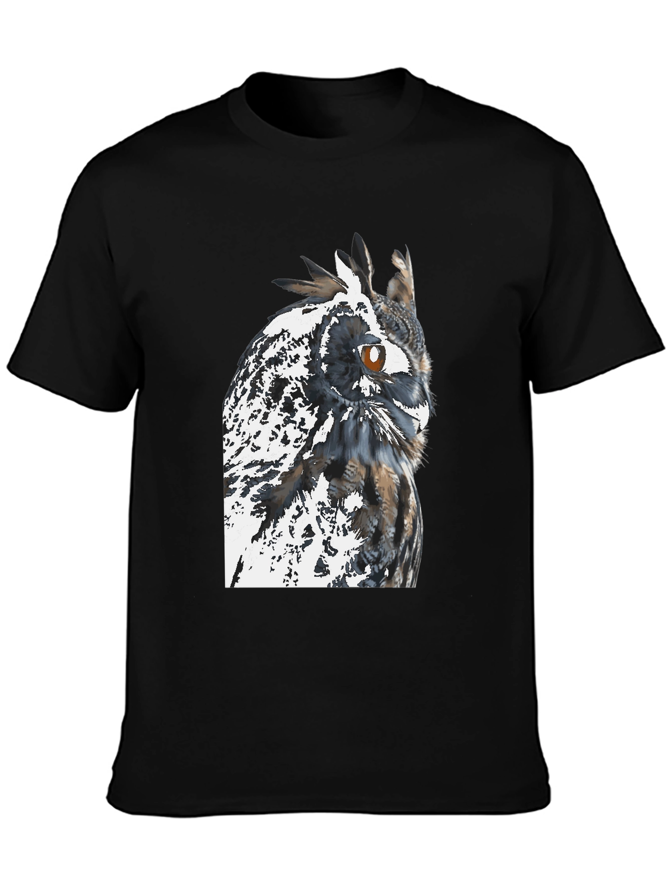Owl Graphic Print Black T-Shirt